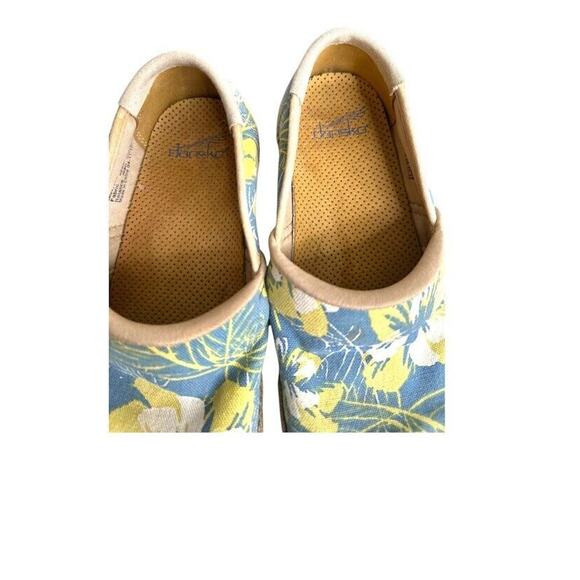 Dansko Clogs Victoria Tahiti Canvas Shoes Floral Blue Yellow Nurse 38 US 7.5-8 - Picture 4 of 10